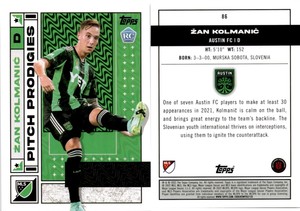 2022 Topps MLS Soccer Card 86 ZAN KOLMANIC ROOKIE AUSTIN FC
