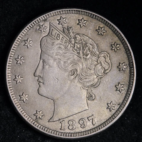 1897/97 Liberty V Nickel CHOICE AU+/UNC E202 SXLM Cover