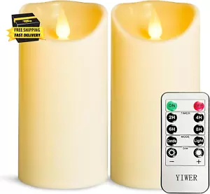 Flammenlose Kunststoff LED Kerzen, 2er Pack batteriebetrieben flackernde Kerze mit - Bild 1 von 8