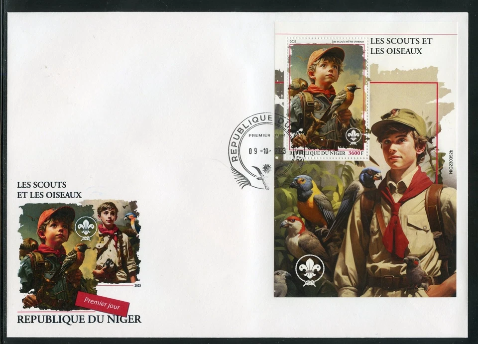 NIGER 2023 SCOUTS AND BIRDS SOUVENIR SHEET FIRST DAY COVER - Image 1 of 1