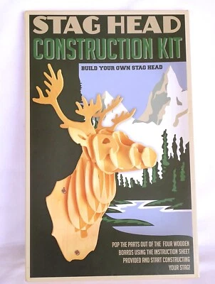 Stag Head Construction Kit Wooden Puzzle Wall Mounting Decor  Trophy 3D Jigsaw - Image 1 of 4