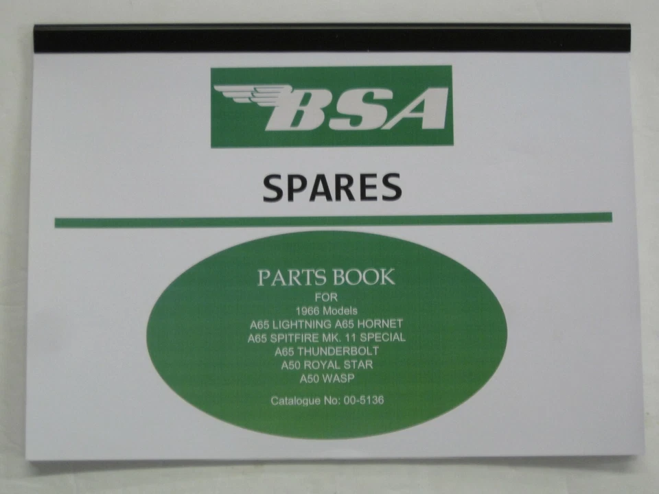 Libro de piezas BSA A65 1966 00-5136 Lightning Hornet Spitfire Thunderbolt A50 WASP Foto 1 de 1