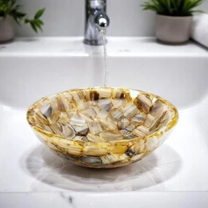 Lavello in pietra agata 20" - lavandino vaso cristallo lusso agata lucida hotel lavandino deco - Foto 1 di 5
