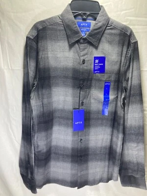 Lot of 2 Apt 9 Mens Dress Shirt Slim Fit Premier Flex Blue Size S Collar Button - Image 1 of 4