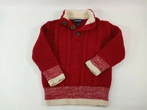 Cherokee 2T Toddler Boys Quarter Button Pullover Knit Sweater Red White - Picture 1 of 4