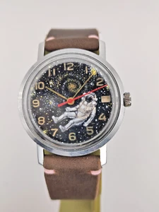 Piece Unique Watch Artwork Vostok Hand painted Dial Space Mechanical Soviet 2214 - Picture 1 of 17