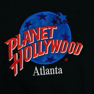 Vintage 90s Planet Hollywood Atlanta Sweatshirt Black Sz XL Embroidered Made USA - Picture 1 of 8