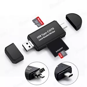 SD Card Reader Micro USB OTG USB-C to USB 2.0 Adapter Android iPhone Tablet PC - Picture 1 of 10