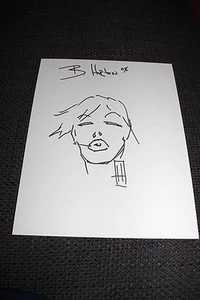 BRIAN HORTON autografo firmato + DISEGNO cartolina di persona RARA - Foto 1 di 1