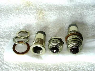 2 LUCES INDICADORAS PILOTO TABLERO REGULABLES "VIDRIO" ROJO RUBÍ VINTAGE Foto 1 de 4