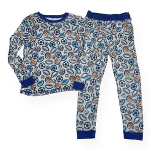 Sports Print Pajama Set Size 6 Gray Basketball Baseball Football Soccer - Picture 1 of 6