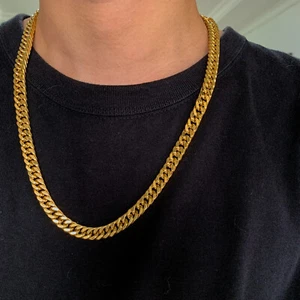 24" 10mm Moda Oro 18K 316L Acero Inoxidable Hombres Bordillo Eslabón Cubano Collar Regalo - Imagen 1 de 4