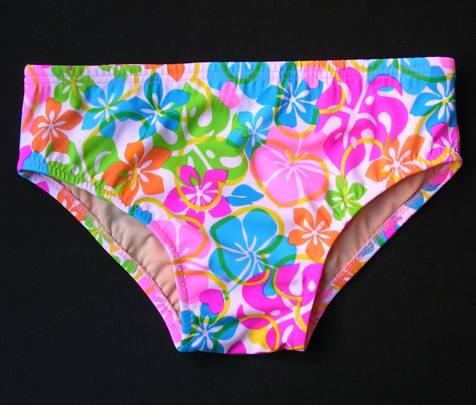 MEN'S Swim Brief Swimsuit in Regular or Low Rise in Maui White Floral Print - Image 1 of 4