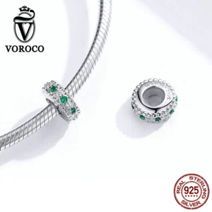 Voroco CZ Retro beads Fine S925 Sterling silver DIY Charm Fit Bracelet Jewelry - Picture 1 of 12