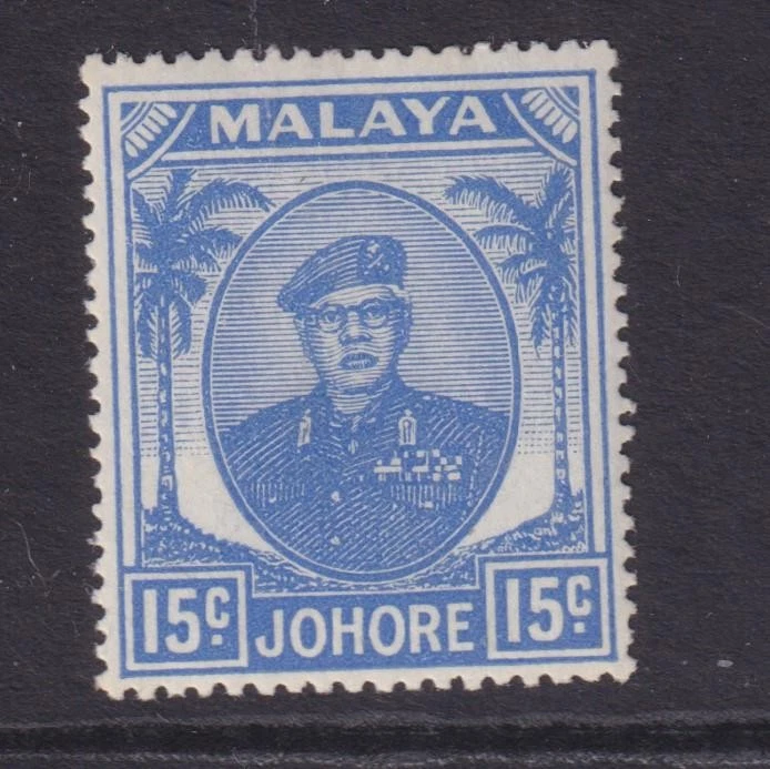 JOHORE, 1949 Sultan 15c. Ultramarino, LHM. - Imagem 1 de 1
