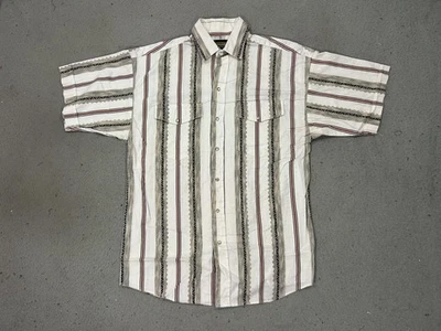 Рубашка тонкая мужская Panhandle 15,5 вестерн жемчуг застежка короткий рукав в полоску ацтекская - Изображение 1 из 4