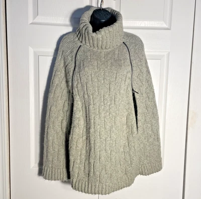 The Limited Suéter Mujer XS Pequeño Gris Cuello Alto Cremallera Lateral Poncho Escándalo Foto 1 de 4