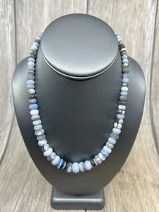 Jay King Mine Finds Banded Blue Opal Bead Necklace .925 18-1/4-21" NIB - Picture 1 of 10