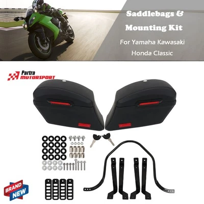 Alforjas rígidas y kit de montaje de alta resistencia para Yamaha Kawasaki Honda Classic Foto 1 de 4