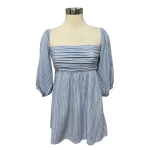 Abercrombie & Fitch Emerson Minikleid Leinen Puffärmel Größe SP gestreift Landhaus - Bild 1 von 15