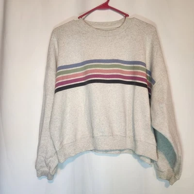 Sudadera corta American Eagle gris cómoda de gran tamaño a rayas talla XS (B) para mujer Foto 1 de 4