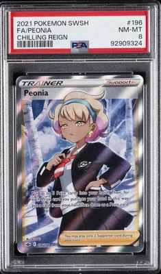 2021 POKEMON SWORD & SHIELD CHILLING REIGN #196 FULL ART/PEONIA PSA 8 - Image 1 of 2