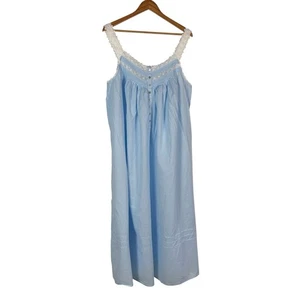 Eileen West Couture Queen Anne’s lace Blue Cotton Sleeveless Nightgown Size 1X - Picture 1 of 7