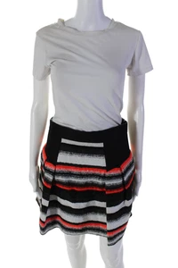 Milly Of New York Womens Multicolor Striped Pleated Lined A-line Skirt Size 6 - Picture 1 of 7