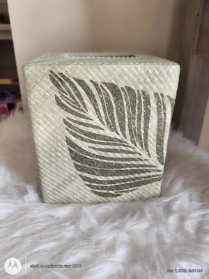 Tommy Bahama Home Montauk Drifter Green Tissue Box Cover Palm Leaf 6.5” X 5.5” - Image 1 of 4