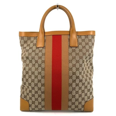 GUCCI   Sherry Line Tote Bag GG Canvas  Leather  Beige  Authentic - Image 1 of 4