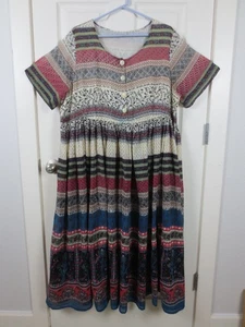 Vintage Erika Taylor 2 Damen Sport Boho Kleid Größe 1X 100% Baumwolle Kurzarm - Bild 1 von 14