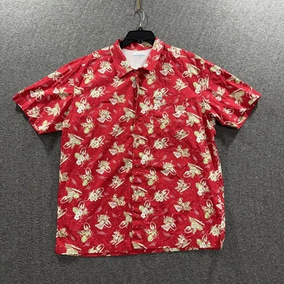 Camisa Columbia PFG Para Hombres Grande Roja Floral Navidad Abotonada Pesca Exterior Foto 1 de 4