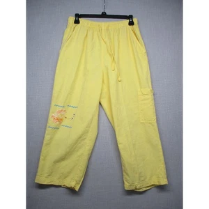 Beachy Cotton Yellow Relaxed Urban Utility Cargo Elastic Waist Pants Size M - Picture 1 of 7
