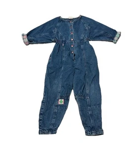VTG Little Levi's Toddler Girl Denim Romper Jumpsuit Snap Up USA Made - Picture 1 of 8