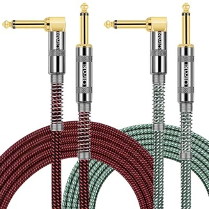 OTraki 6,5 Fuß Gitarrenkabel 6,35 mm 1/4" Gitarrenkabel rechter Winkel 2 Stück 2 m Gitarren - Bild 1 von 5