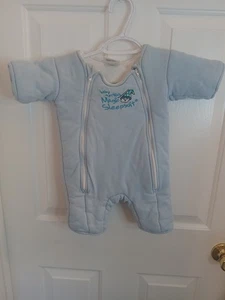 Baby Merlin's Magic Sleep Suit Blue Infant 3-6 Months Zip Up Stained Collar  - Picture 1 of 11