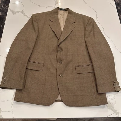 NUEVO Abrigo Blazer Haggar City Informal Marrón Deportivo 42S Chaqueta de Lino Tweed Preppy Foto 1 de 4