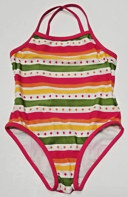GYMBOREE Girls Size 5 Pink White Striped One Piece Swimsuit - Image 1 of 2