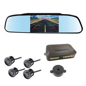 Visual Reverse Radar Sensor Car Rearview Mirror Monitor Video Parking W/Camera - Picture 1 of 14