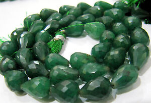 Natural Emerald Tear Drop Beads Strand Size 7x10mm to 9x14mm 22 to 23 inches.