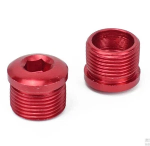 PAIR Aluminum MTB Road Bike Bicycle Pedal End Caps Bolts Nuts Screws RED - Picture 1 of 8
