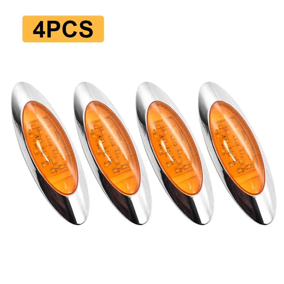 Four Oval Freightliner Trailer Box TrucksSide Marker Lights Amber LED - Image 1 of 4