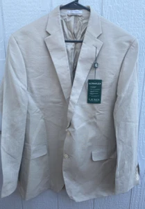 Cappotto sportivo Lauren Ralph Lauren uomo 42R lino ultra flex abbronzato elasticizzato marrone nuovo con etichette - Foto 1 di 5