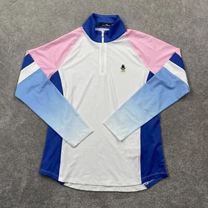 RALPH LAUREN Airflow 1/4 Zip Pullover Logo Shirt Top Women's Size M White Blue - Picture 1 of 14