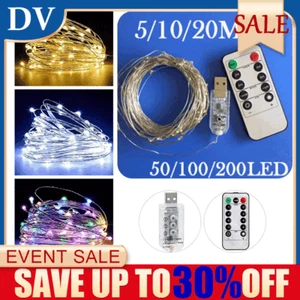 5m/10m/20m USB Plug In Micro Rice Wire Copper Fairy String Xmas Party LED Lights - Picture 1 of 14