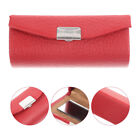 Mobestech Lipstick Case Holder Bag for Purse - Maroon Lychee Texture