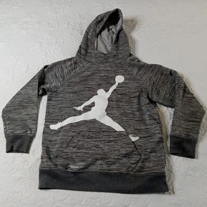 Jumpman Jordan Hoodie Sweatshirt Boys L 12-13 Yrs Black Gray Therma Fit EUC - Picture 1 of 6