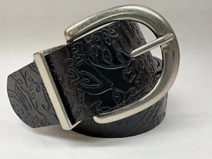 ROBERT GRAHAM "Look a Like" Black Brown Leather Belt "Paisley" embossed 48? - Picture 1 of 6