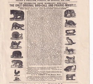 1878 Print Ad Swiss Warbler's Bird Call 6"x5" L A V Ashmun Co Boston - Picture 1 of 3