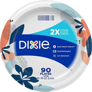 Platos de papel medianos Dixie, 8,5 pulgadas, 90 unidades, 2 veces más fuertes*, aptos para microondas, - Imagen 1 de 4